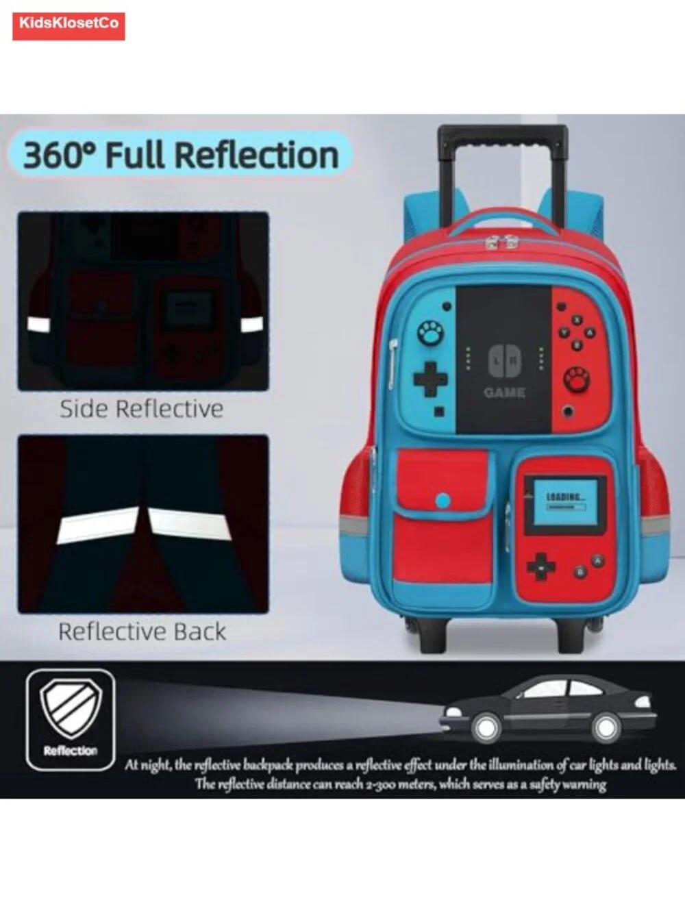 Rolling Backpack for Boys with Wheels Kids Wheeled Travel Bookbag Lightweight